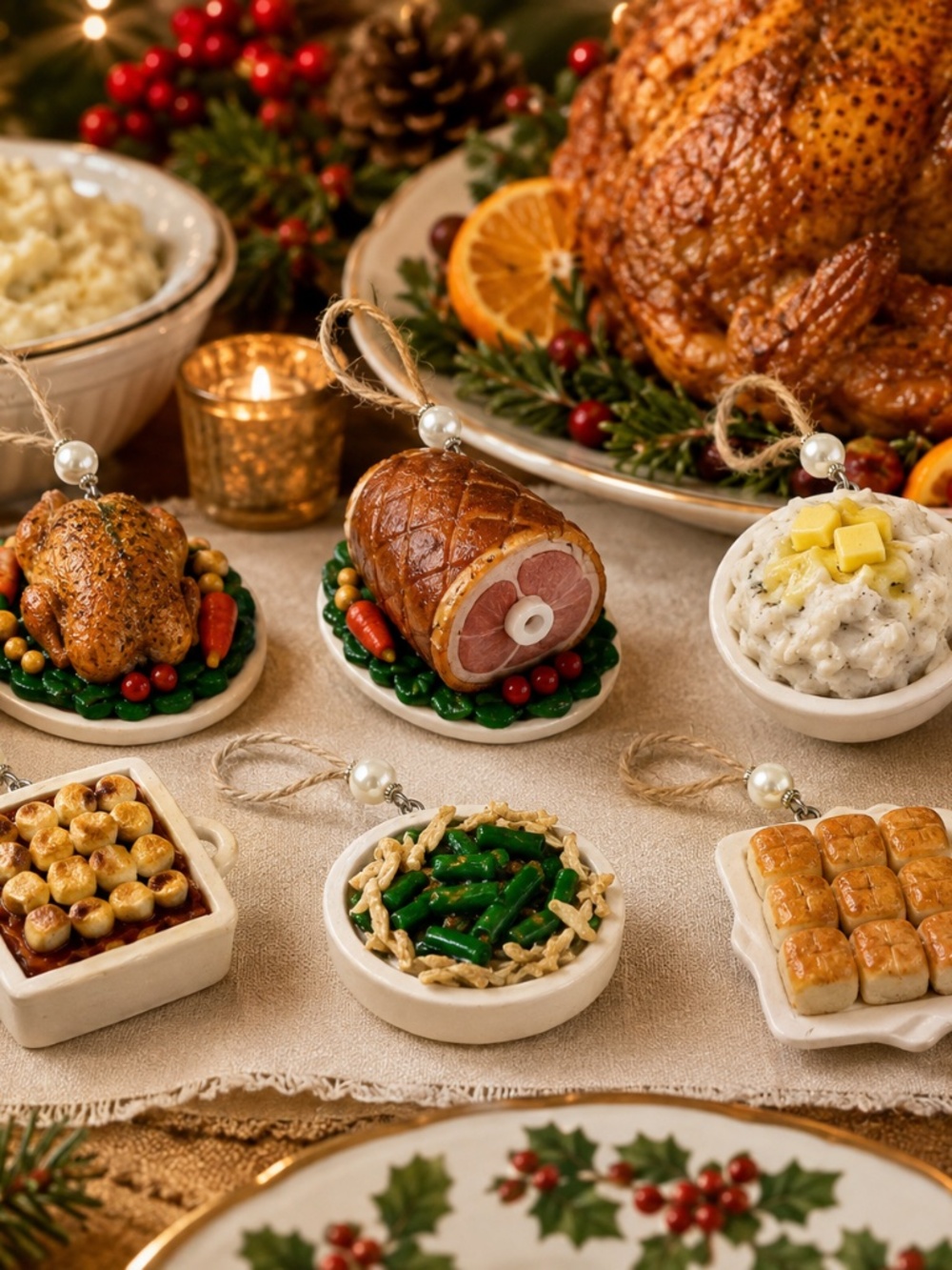 Thanksgiving/Christmas Dinner Ornament | Handmade Holiday Food Decor